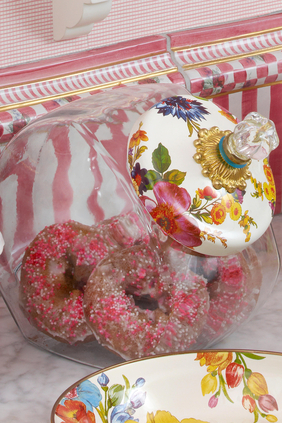 Cookie Jar with Flower Market Enamel Lid